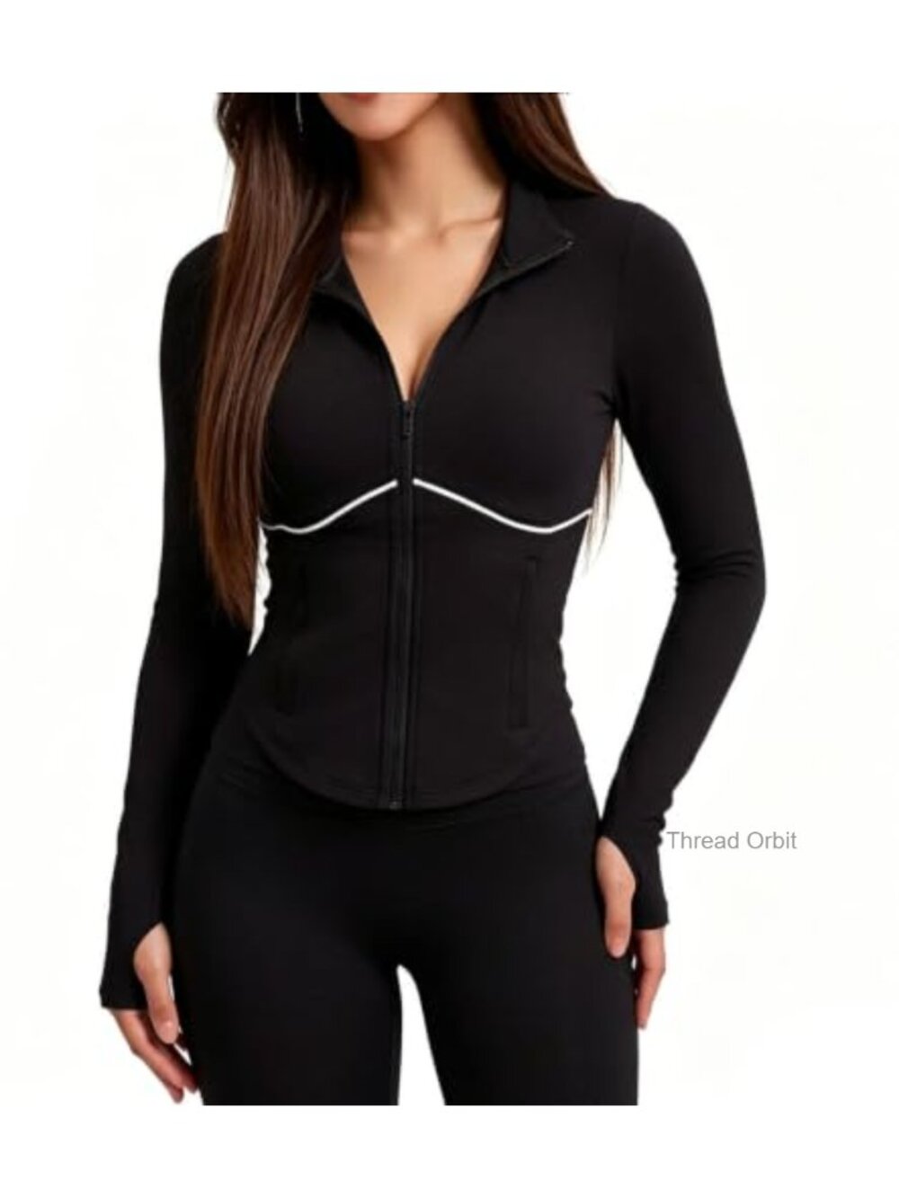 Womens Slim Fit Zip Up Athletic Workout Jacket Lightweight Gym Top